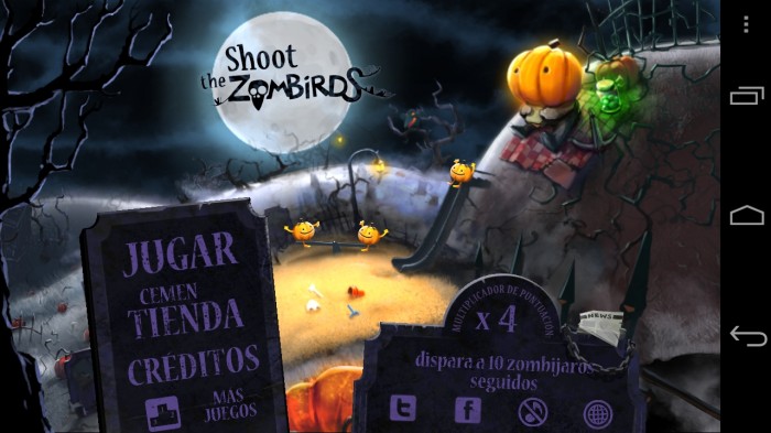 Shoot the Zombirds pantalla principal