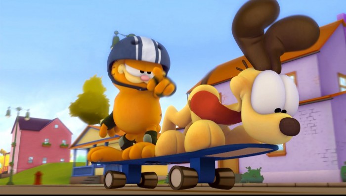 Garfield en patinete