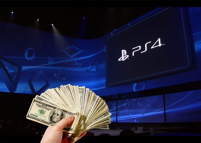 Fajo de dólares en la presentación de PS4