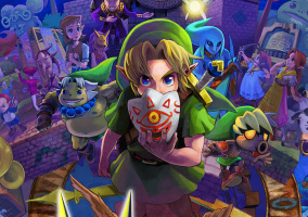 The Legend of Zelda Majoras Mask 3D personajes y portada